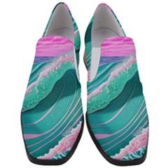 Pink Ocean Waves Women Slip On Heel Loafers by GardenOfOphir