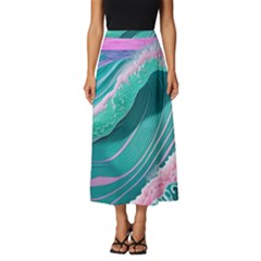 Pink Ocean Waves Classic Midi Chiffon Skirt