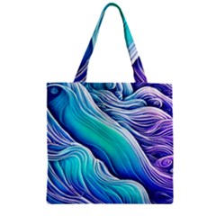 Ocean Waves In Pastel Tones Zipper Grocery Tote Bag by GardenOfOphir