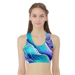 Ocean Waves In Pastel Tones Sports Bra With Border by GardenOfOphir