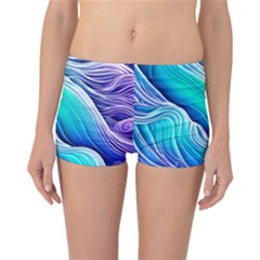 Ocean Waves In Pastel Tones Reversible Boyleg Bikini Bottoms by GardenOfOphir