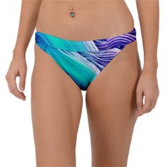 Ocean Waves In Pastel Tones Band Bikini Bottoms by GardenOfOphir