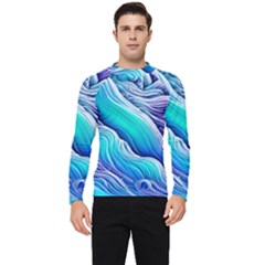 Ocean Waves In Pastel Tones Men s Long Sleeve Rash Guard by GardenOfOphir