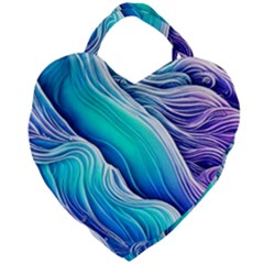 Ocean Waves In Pastel Tones Giant Heart Shaped Tote by GardenOfOphir