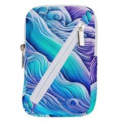 Ocean Waves In Pastel Tones Belt Pouch Bag (large) by GardenOfOphir