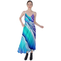 Ocean Waves In Pastel Tones Tie Back Maxi Dress by GardenOfOphir