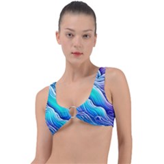 Ocean Waves In Pastel Tones Ring Detail Bikini Top by GardenOfOphir