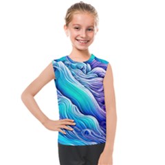 Ocean Waves In Pastel Tones Kids  Mesh Tank Top by GardenOfOphir