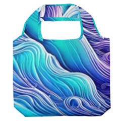 Ocean Waves In Pastel Tones Premium Foldable Grocery Recycle Bag by GardenOfOphir