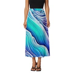 Ocean Waves In Pastel Tones Classic Midi Chiffon Skirt