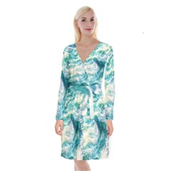 The Endless Sea Long Sleeve Velvet Front Wrap Dress by GardenOfOphir