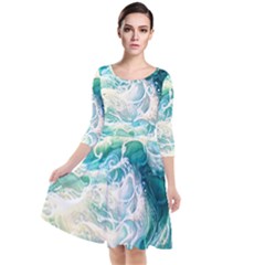 The Endless Sea Quarter Sleeve Waist Band Dress by GardenOfOphir