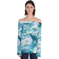 The Endless Sea Off Shoulder Long Sleeve Top by GardenOfOphir