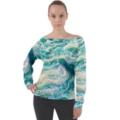 The Endless Sea Off Shoulder Long Sleeve Velour Top by GardenOfOphir