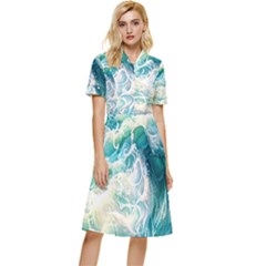 The Endless Sea Button Top Knee Length Dress by GardenOfOphir