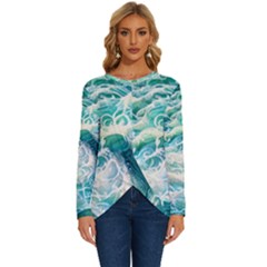 The Endless Sea Long Sleeve Crew Neck Pullover Top by GardenOfOphir