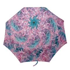 Ocean Waves In Pink Ii Folding Umbrellas by GardenOfOphir