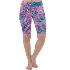 Ocean Waves In Pink Ii Cropped Leggings  by GardenOfOphir