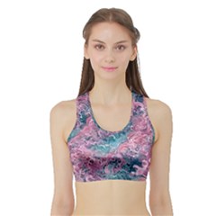 Ocean Waves In Pink Ii Sports Bra With Border by GardenOfOphir