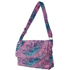 Ocean Waves In Pink Ii Full Print Messenger Bag (l) by GardenOfOphir