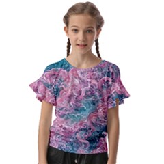 Ocean Waves In Pink Ii Kids  Cut Out Flutter Sleeves by GardenOfOphir