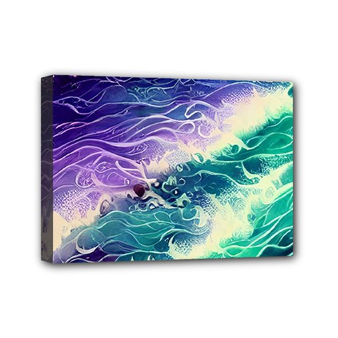 Pastel Hues Ocean Waves Mini Canvas 7  X 5  (stretched) by GardenOfOphir