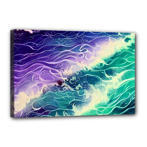 Pastel Hues Ocean Waves Canvas 18  X 12  (stretched) by GardenOfOphir