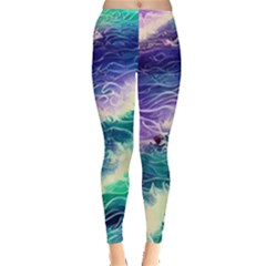 Pastel Hues Ocean Waves Leggings  by GardenOfOphir