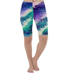 Pastel Hues Ocean Waves Cropped Leggings  by GardenOfOphir