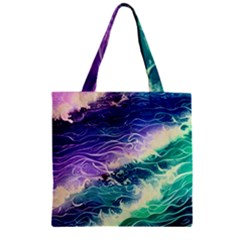 Pastel Hues Ocean Waves Zipper Grocery Tote Bag by GardenOfOphir