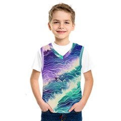 Pastel Hues Ocean Waves Kids  Basketball Tank Top by GardenOfOphir