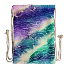 Pastel Hues Ocean Waves Drawstring Bag (large) by GardenOfOphir