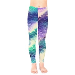 Pastel Hues Ocean Waves Kids  Leggings by GardenOfOphir