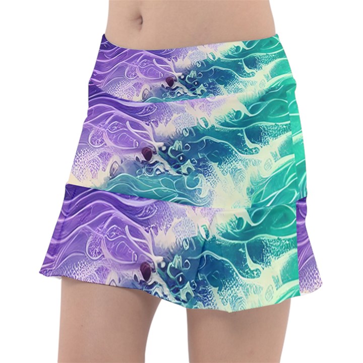 Pastel Hues Ocean Waves Classic Tennis Skirt