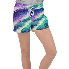 Pastel Hues Ocean Waves Velour Lounge Shorts by GardenOfOphir