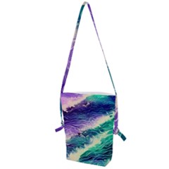 Pastel Hues Ocean Waves Folding Shoulder Bag by GardenOfOphir