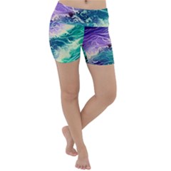 Pastel Hues Ocean Waves Lightweight Velour Yoga Shorts by GardenOfOphir