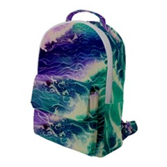 Pastel Hues Ocean Waves Flap Pocket Backpack (large) by GardenOfOphir