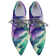 Pastel Hues Ocean Waves Pointed Oxford Shoes by GardenOfOphir