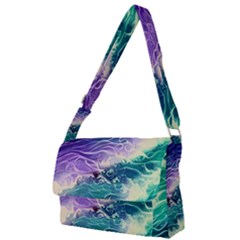 Pastel Hues Ocean Waves Full Print Messenger Bag (l) by GardenOfOphir