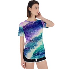 Pastel Hues Ocean Waves Perpetual Short Sleeve T-shirt by GardenOfOphir