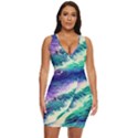 Pastel Hues Ocean Waves Draped Bodycon Dress View1