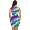 Pastel Hues Ocean Waves Draped Bodycon Dress View4