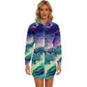 Pastel Hues Ocean Waves Womens Long Sleeve Shirt Dress View1