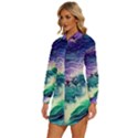 Pastel Hues Ocean Waves Womens Long Sleeve Shirt Dress View2