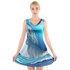 The Power Of The Ocean V-neck Sleeveless Dress by GardenOfOphir