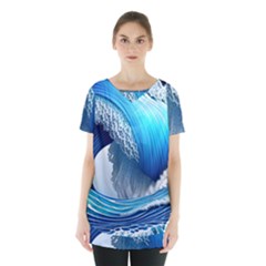 The Power Of The Ocean Skirt Hem Sports Top by GardenOfOphir