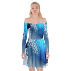 The Power Of The Ocean Off Shoulder Skater Dress by GardenOfOphir