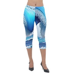 The Power Of The Ocean Lightweight Velour Capri Leggings  by GardenOfOphir