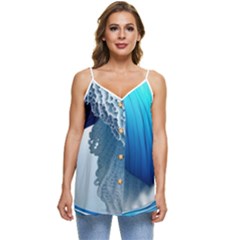 The Power Of The Ocean Casual Spaghetti Strap Chiffon Top by GardenOfOphir